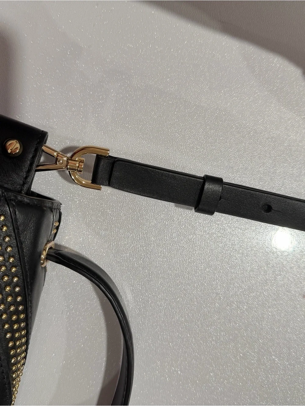 Michael Kors Black Leather Satchel with Gold Stud Accents